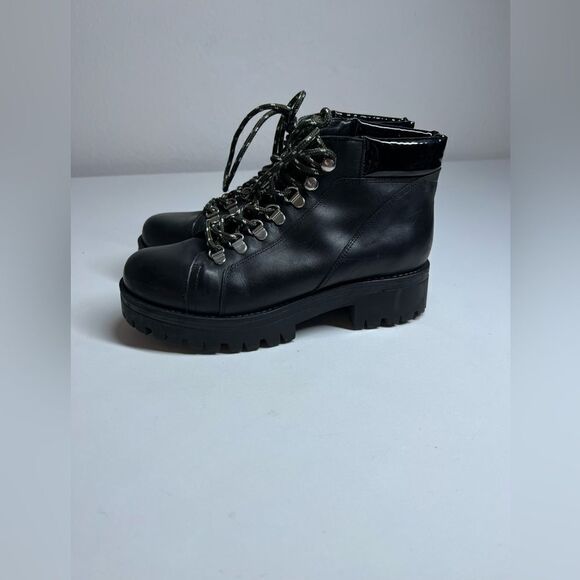 Urban Outfitters Leather Ankle Boots  Black Lace up Size 6 - Picture 4 of 11